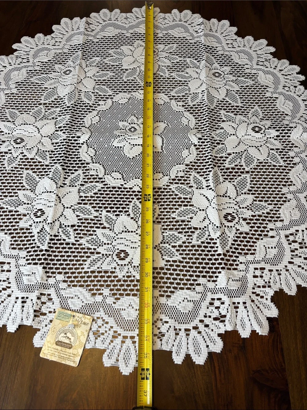 NWT - Vintage JCPenny White Liechtenstein Lace Floral Table Cover